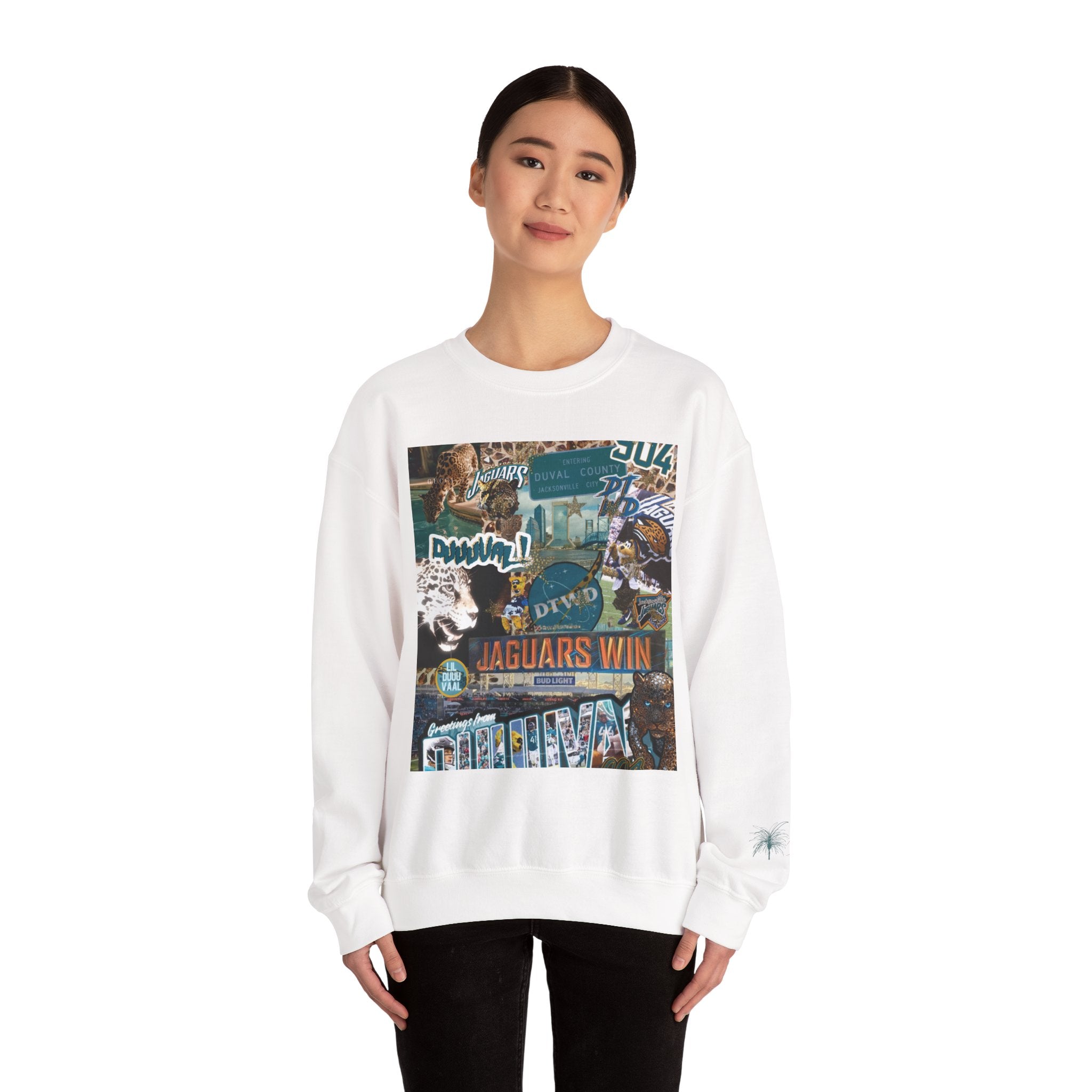 Jacksonville Football Graphic Crewneck Sweatshirt | Unisex JAX Collage Pullover