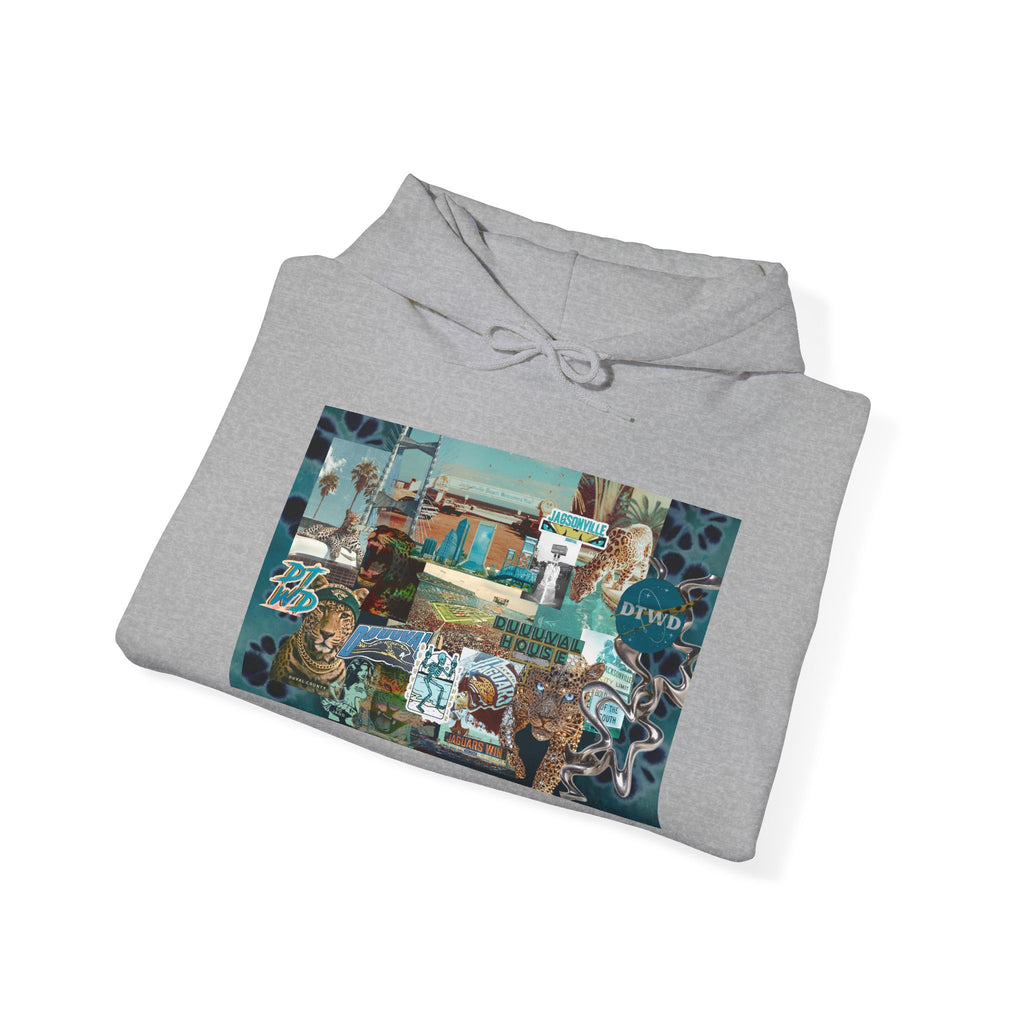 Jacksonville Jaguars Collage Hoodie | Unisex JAX Football Graphic Pullover