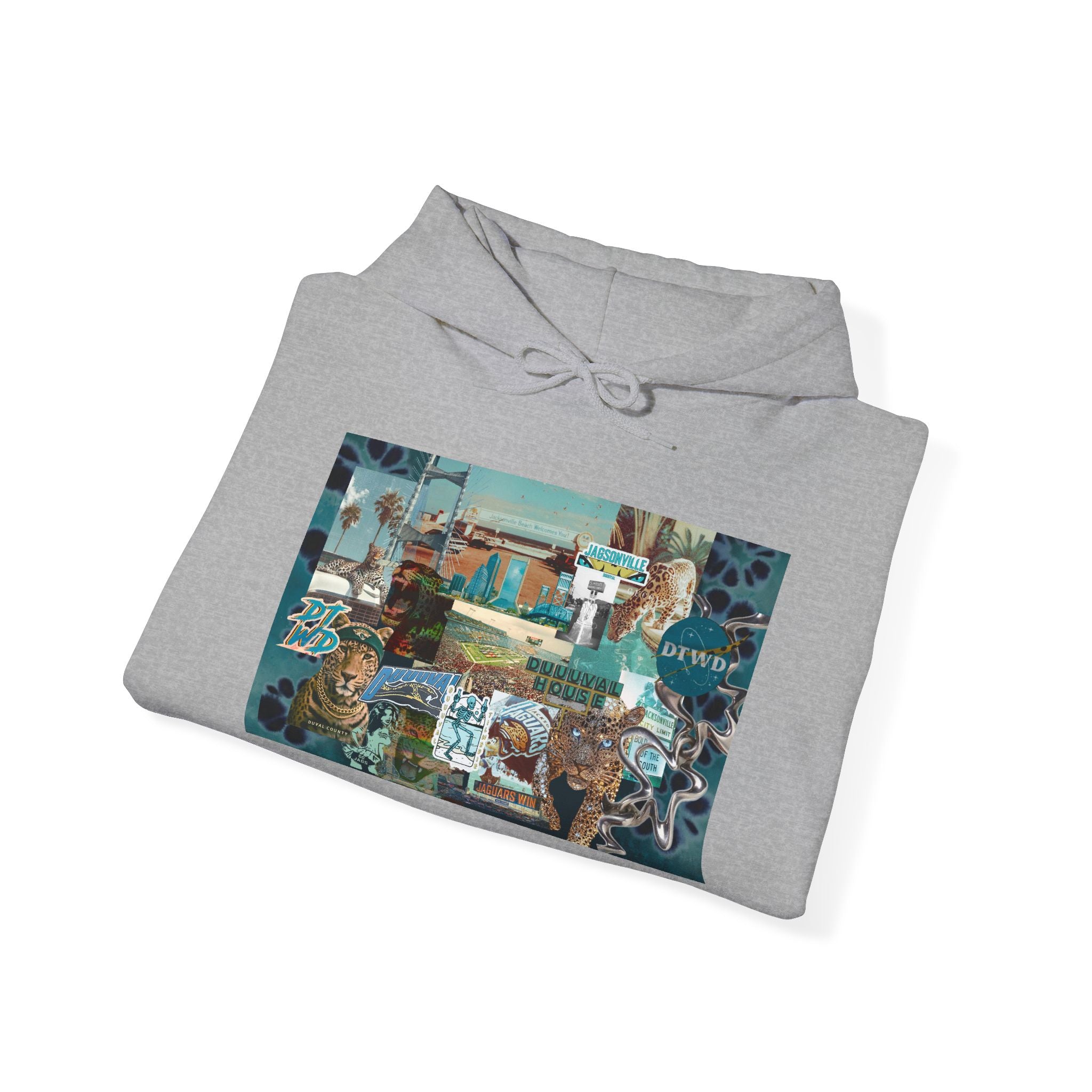 Jacksonville Jaguars Collage Hoodie | Unisex JAX Football Graphic Pullover