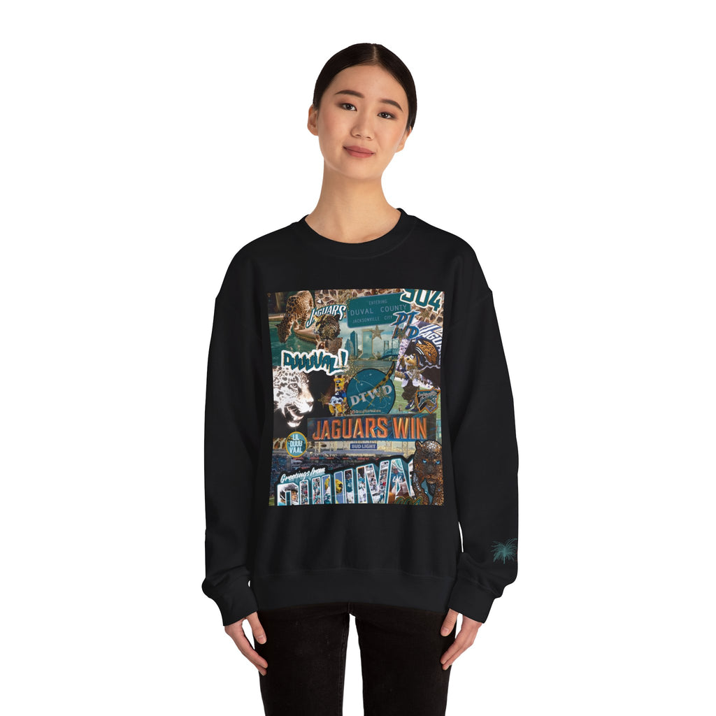 Jacksonville Football Graphic Crewneck Sweatshirt | Unisex JAX Collage Pullover