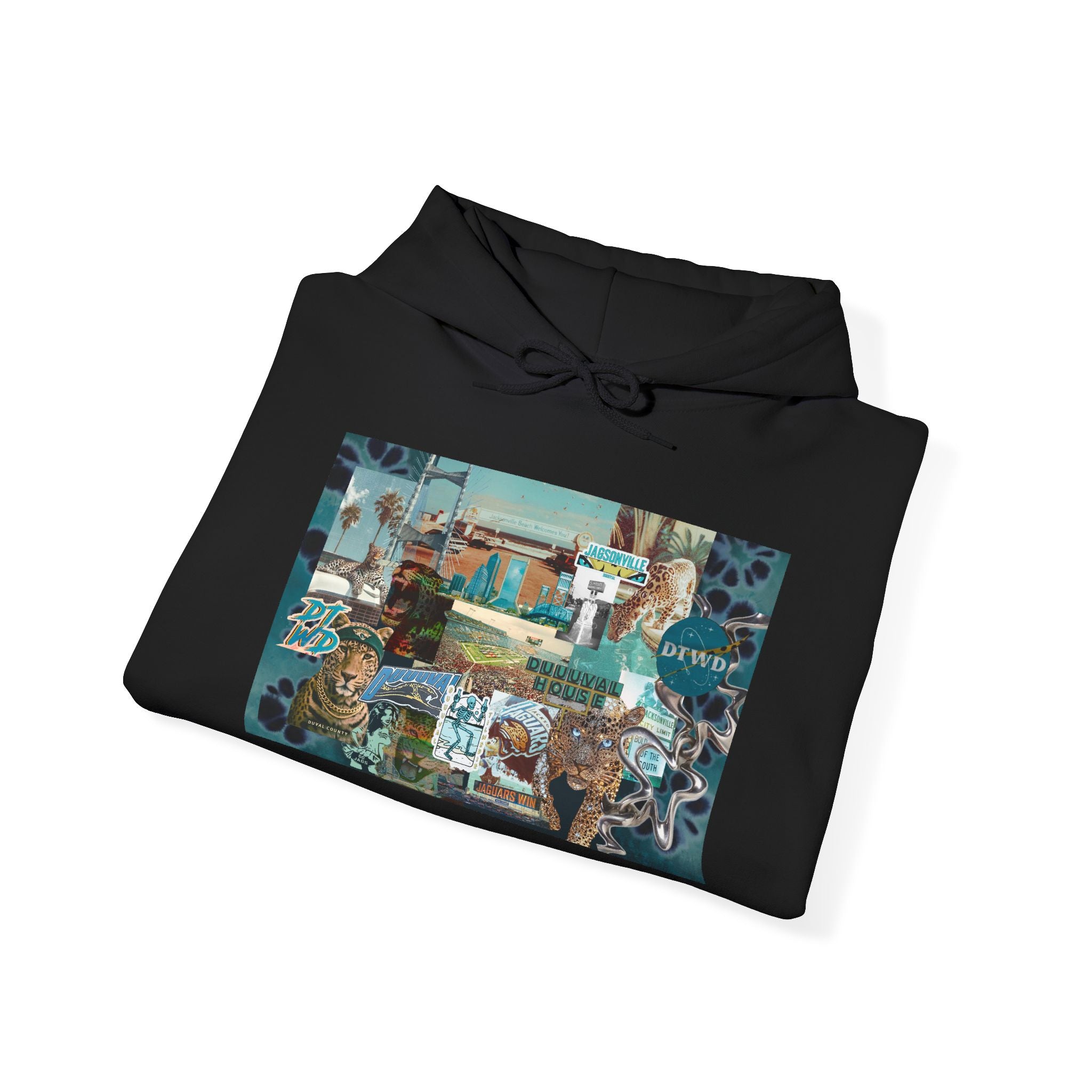 Jacksonville Jaguars Collage Hoodie | Unisex JAX Football Graphic Pullover
